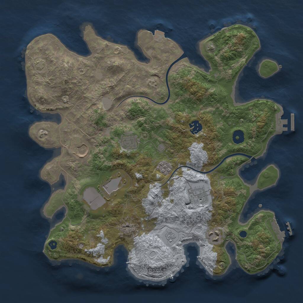 Rust Map: Procedural Map, Size: 3500, Seed: 1649810176, 12 Monuments