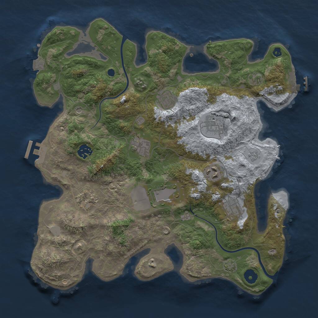 Rust Map: Procedural Map, Size: 3500, Seed: 2008327462, 14 Monuments