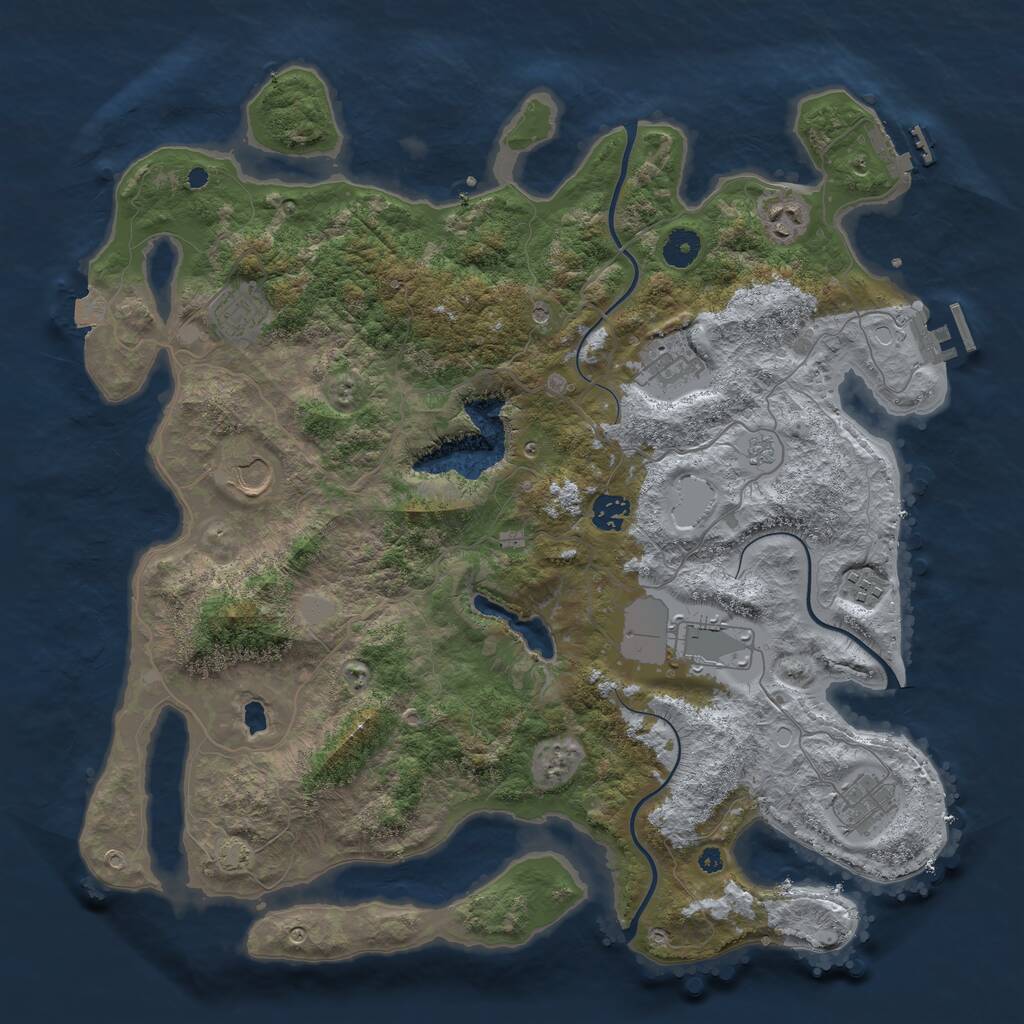 Rust Map: Procedural Map, Size: 4096, Seed: 1729709608, 14 Monuments