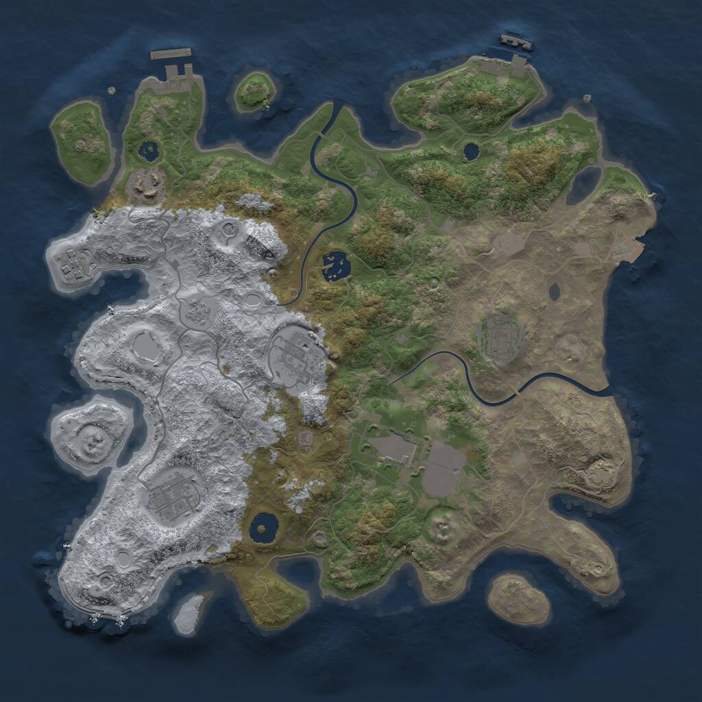 Rust Map: Procedural Map, Size: 3500, Seed: 1583357493, 13 Monuments