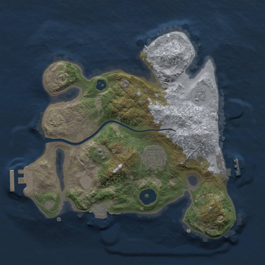 Rust Map: Procedural Map, Size: 2500, Seed: 284622765, 6 Monuments