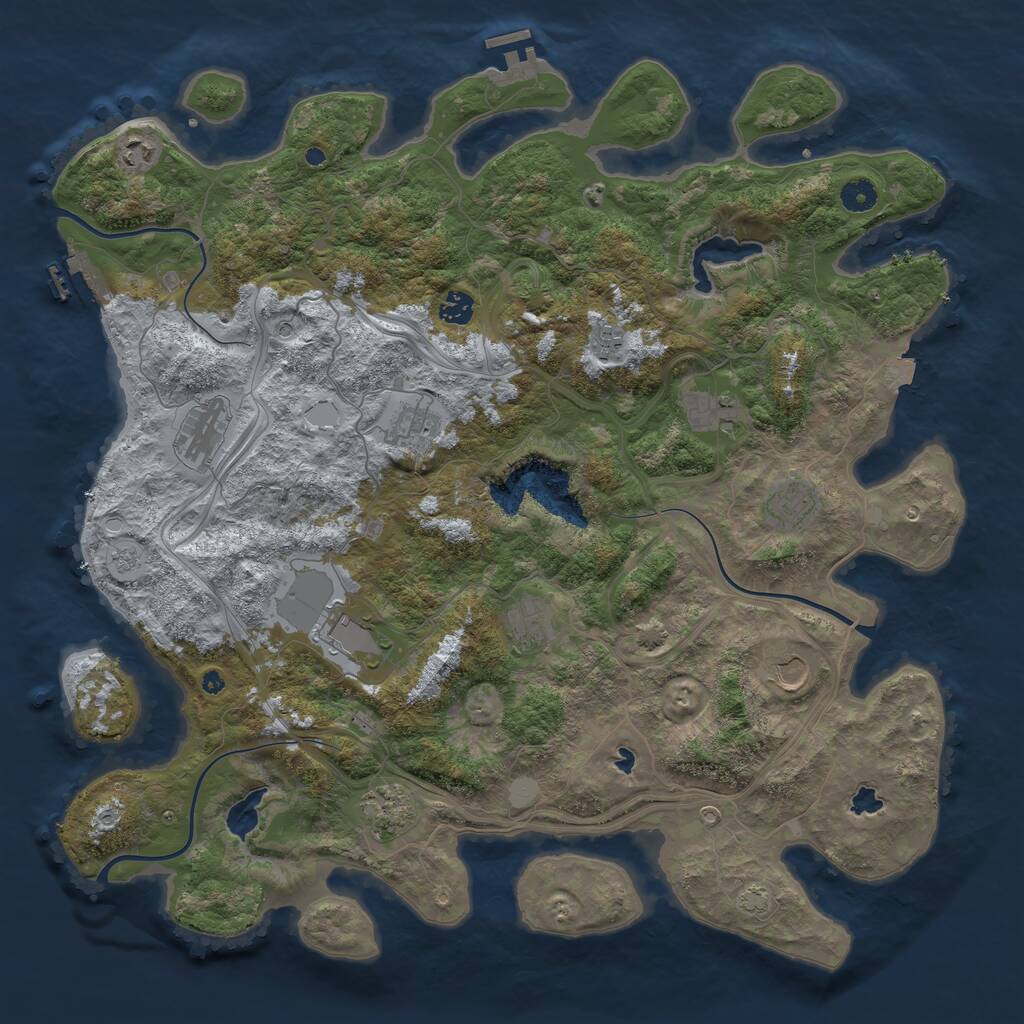 Rust Map: Procedural Map, Size: 4500, Seed: 238664774, 17 Monuments