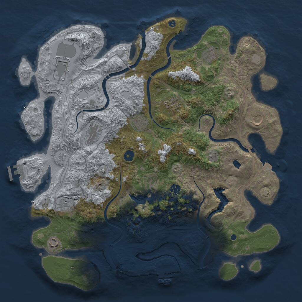 Rust Map: Procedural Map, Size: 4250, Seed: 1833936120, 16 Monuments