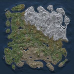 Thumbnail Rust Map: Procedural Map, Size: 4500, Seed: 1111548929, 15 Monuments