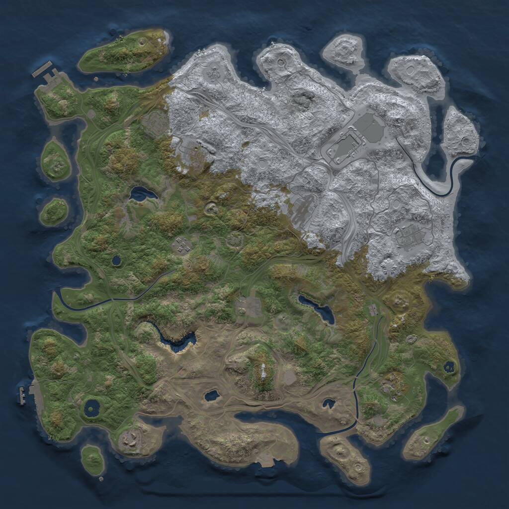 Rust Map: Procedural Map, Size: 4500, Seed: 1111548929, 15 Monuments