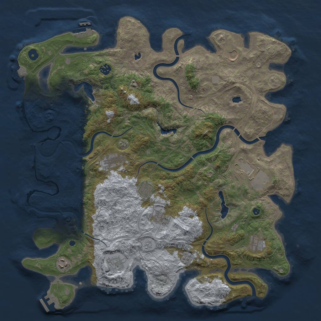 Rust Map: Procedural Map, Size: 4500, Seed: 346423562, 16 Monuments