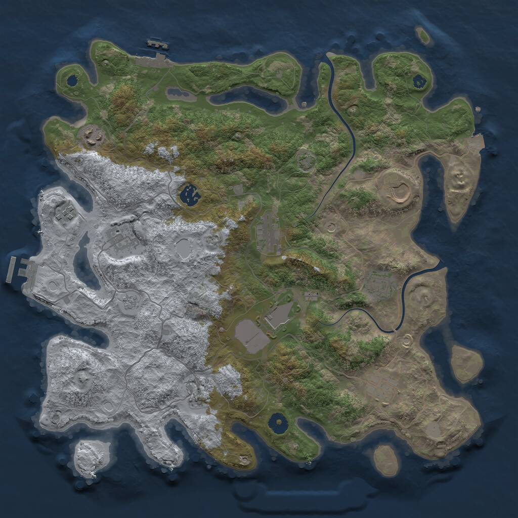 Rust Map: Procedural Map, Size: 3900, Seed: 1321293390, 16 Monuments