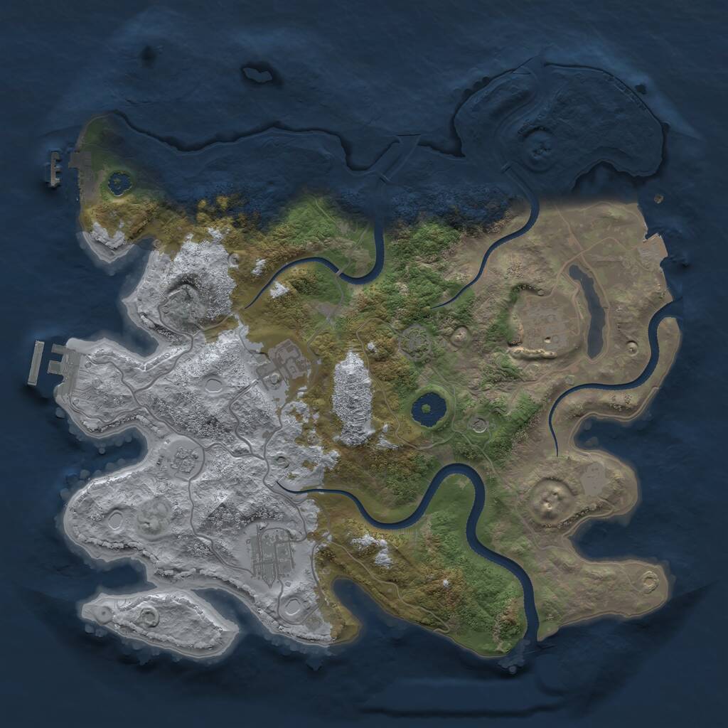 Rust Map: Procedural Map, Size: 3300, Seed: 147708215, 9 Monuments