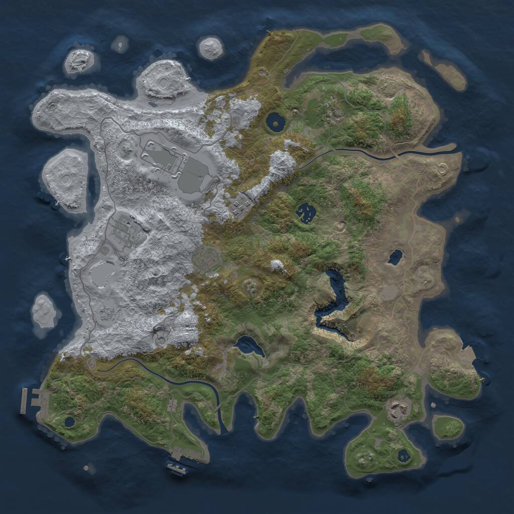 Rust Map: Procedural Map, Size: 4000, Seed: 1358001570, 13 Monuments