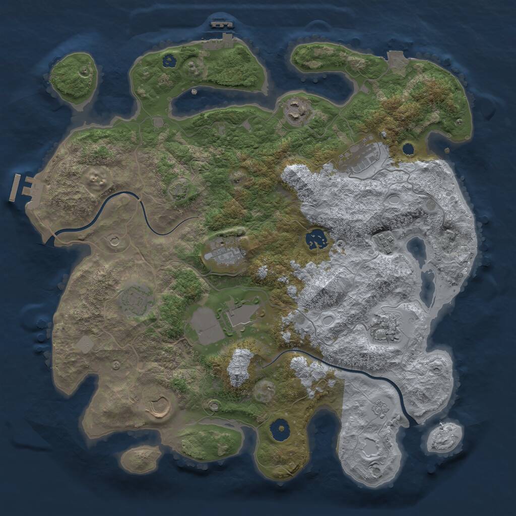 Rust Map: Procedural Map, Size: 3700, Seed: 1264435985, 15 Monuments