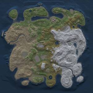 Thumbnail Rust Map: Procedural Map, Size: 3700, Seed: 1264435985, 15 Monuments