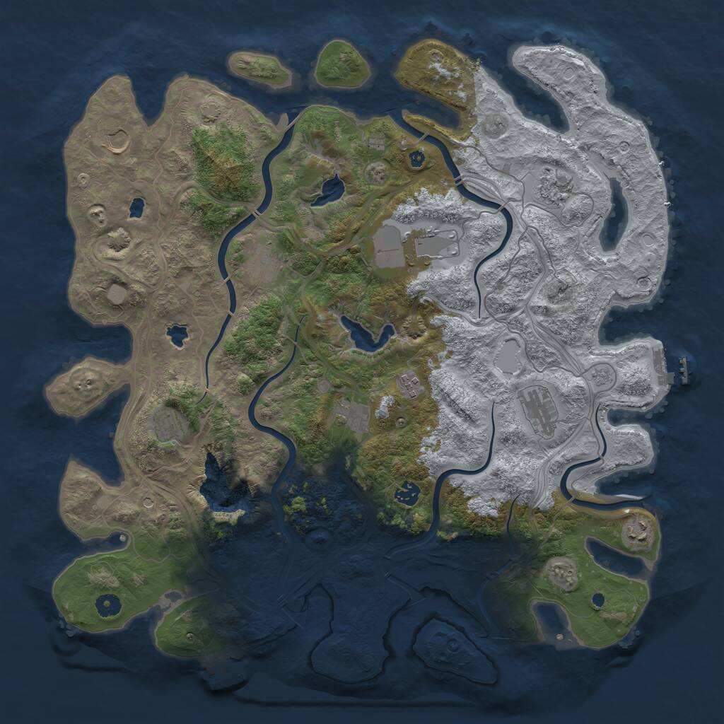 Rust Map: Procedural Map, Size: 4500, Seed: 7638764, 16 Monuments