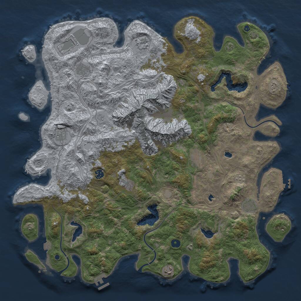 Rust Map: Procedural Map, Size: 5000, Seed: 29354, 16 Monuments