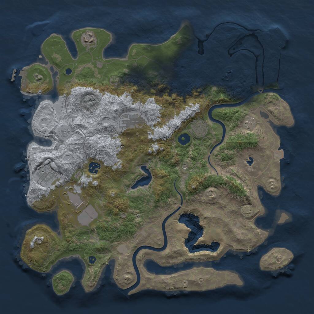 Rust Map: Procedural Map, Size: 4000, Seed: 2001973402, 13 Monuments