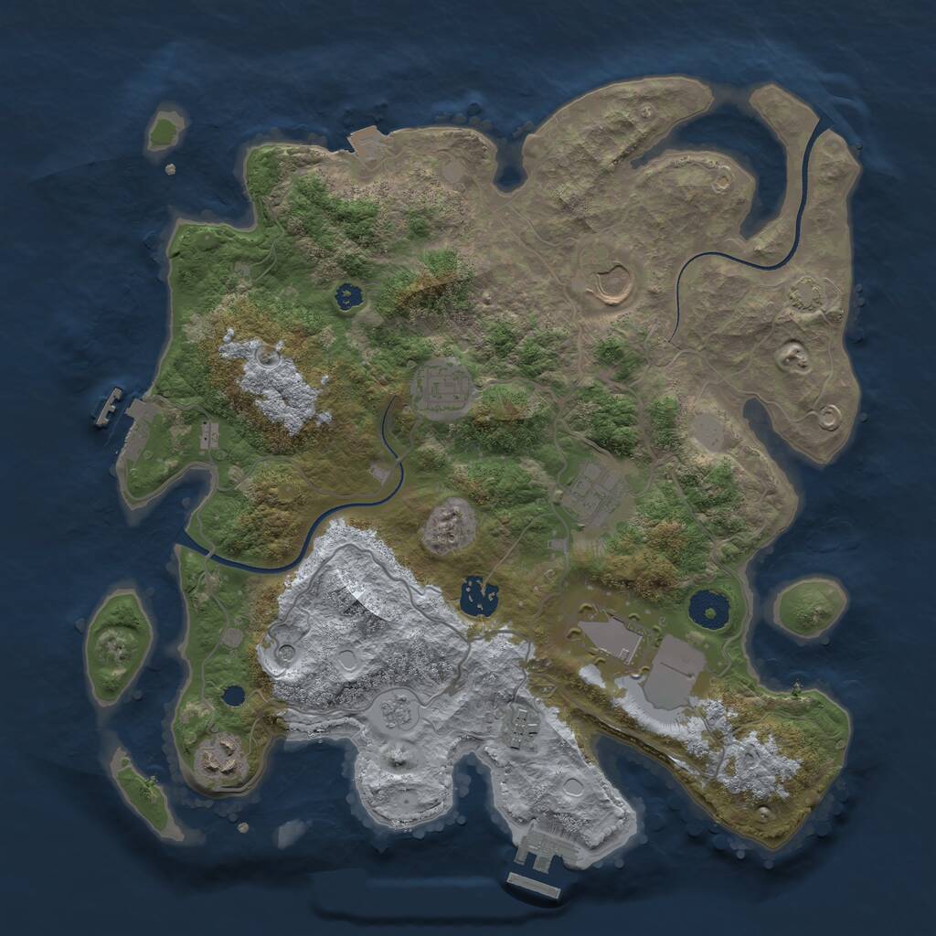 Rust Map: Procedural Map, Size: 3500, Seed: 1347426972, 13 Monuments