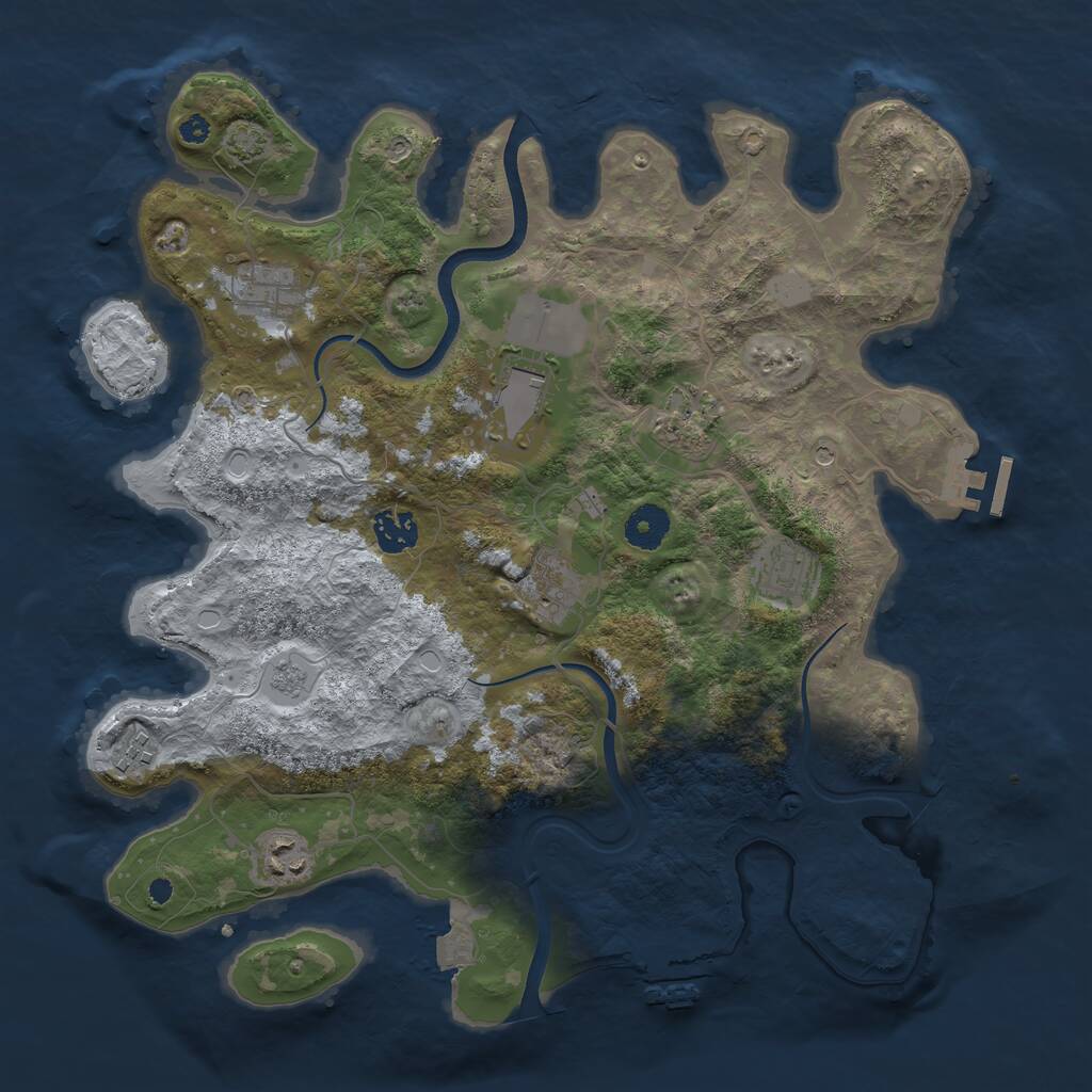 Rust Map: Procedural Map, Size: 3700, Seed: 1166708824, 14 Monuments