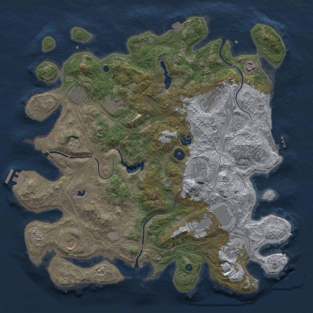 Rust Map: Procedural Map, Size: 4250, Seed: 175895239, 16 Monuments