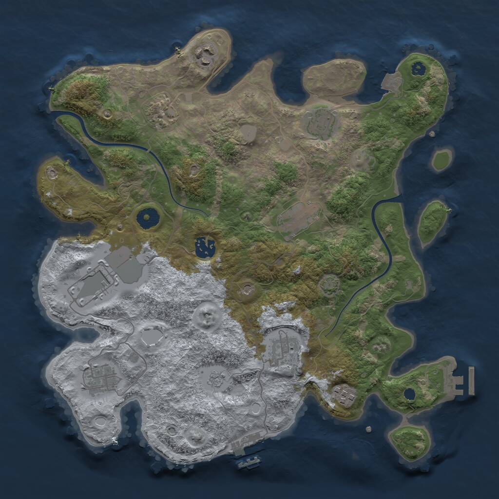 Rust Map: Procedural Map, Size: 3500, Seed: 1562320593, 15 Monuments