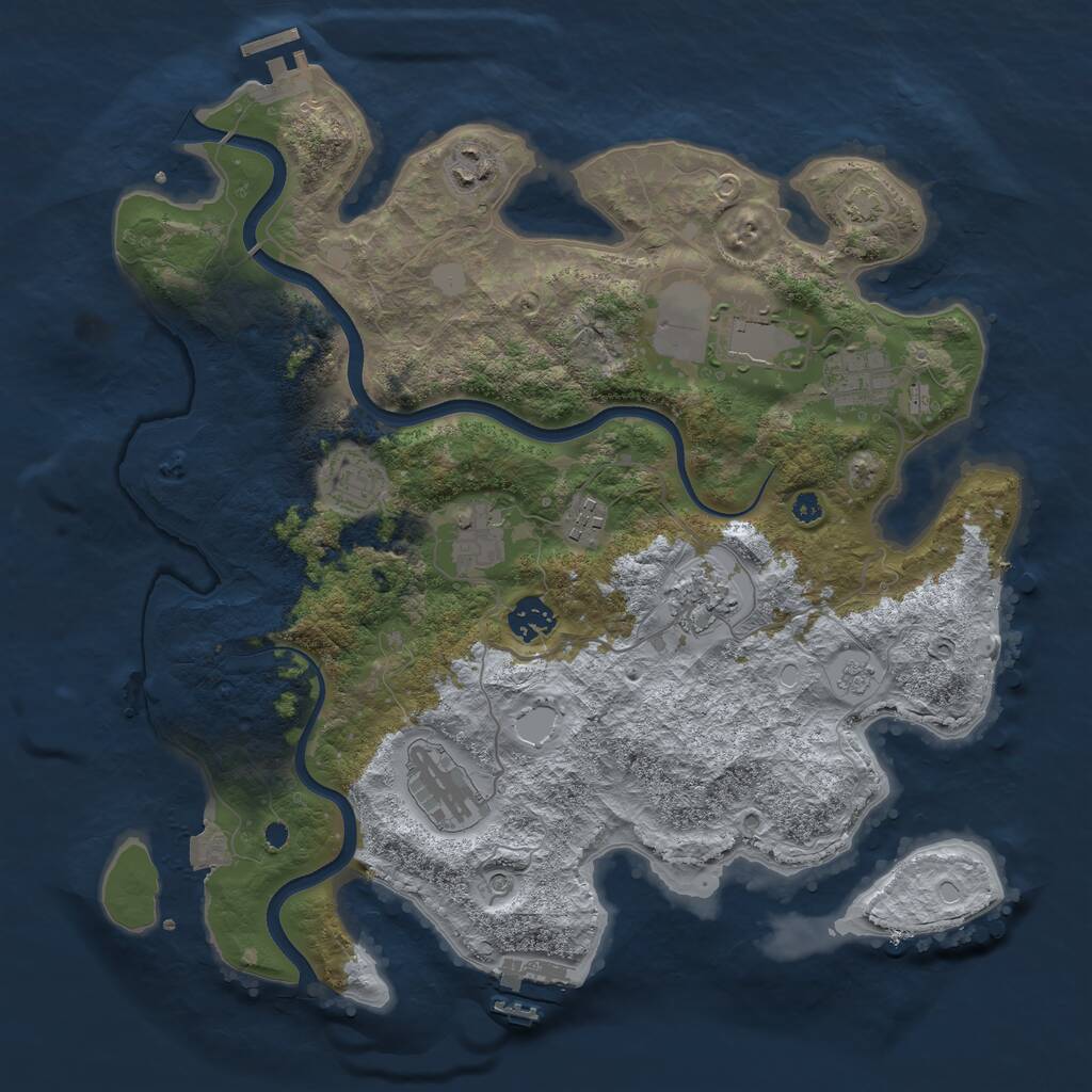 Rust Map: Procedural Map, Size: 3700, Seed: 815964612, 15 Monuments