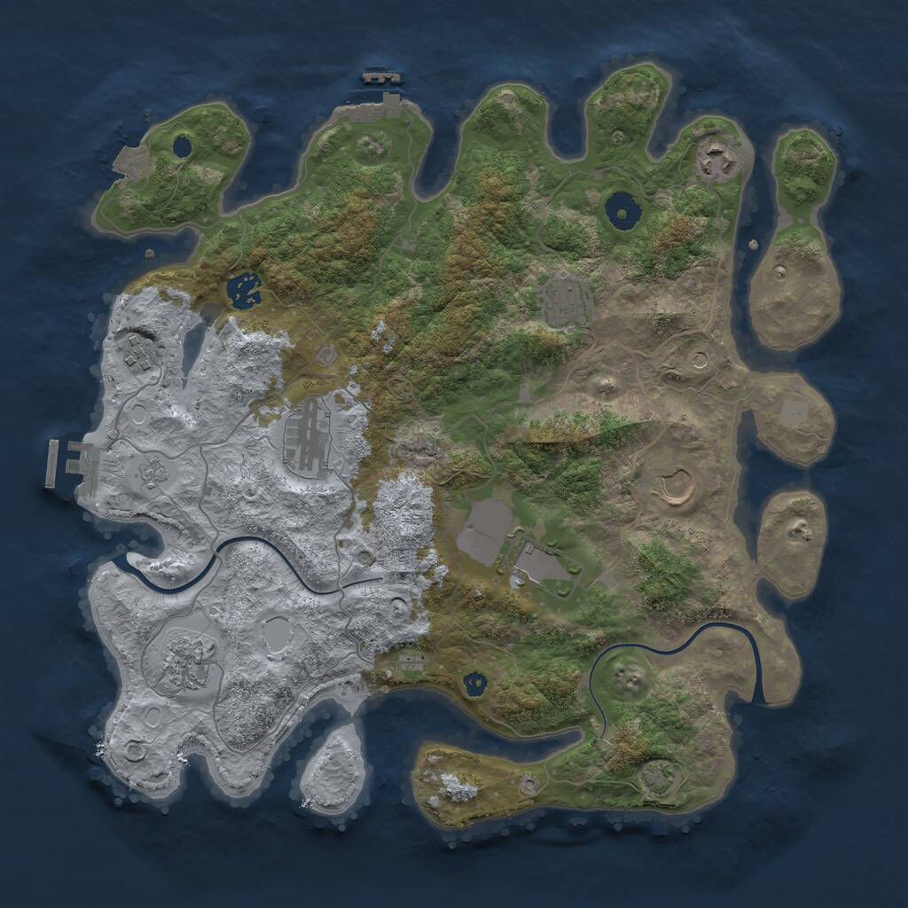 Rust Map: Procedural Map, Size: 3750, Seed: 294340, 14 Monuments
