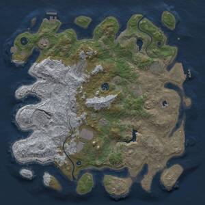 Thumbnail Rust Map: Procedural Map, Size: 4000, Seed: 943295400, 14 Monuments