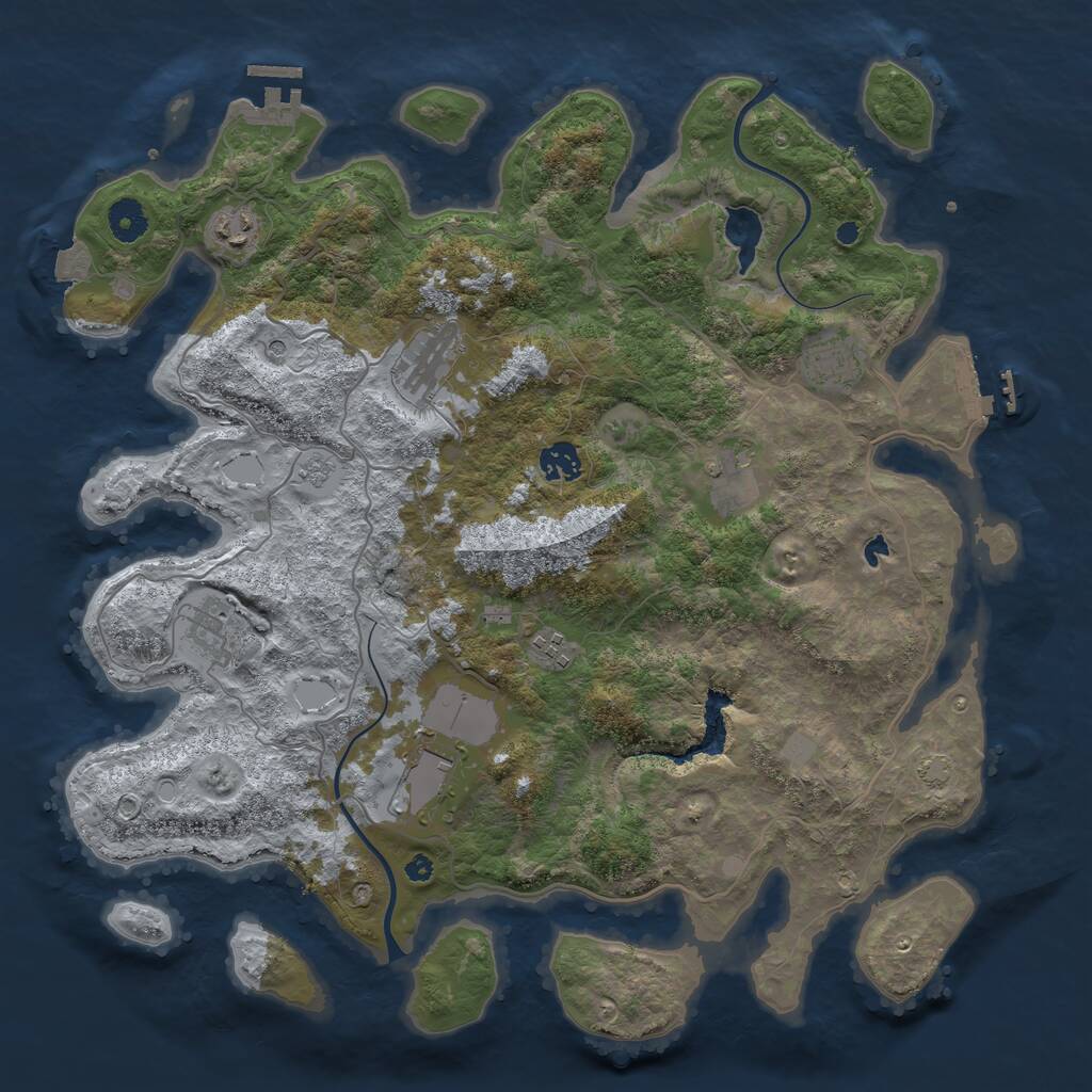 Rust Map: Procedural Map, Size: 4000, Seed: 943295400, 14 Monuments