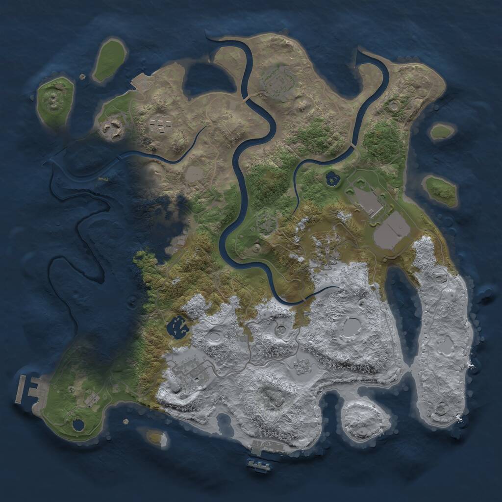 Rust Map: Procedural Map, Size: 3500, Seed: 69011809, 14 Monuments