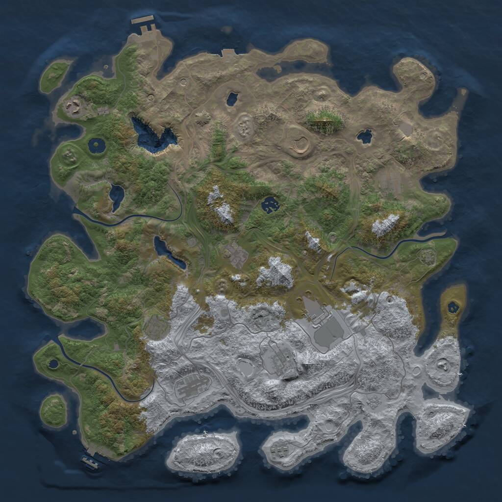 Rust Map: Procedural Map, Size: 4500, Seed: 886636417, 16 Monuments