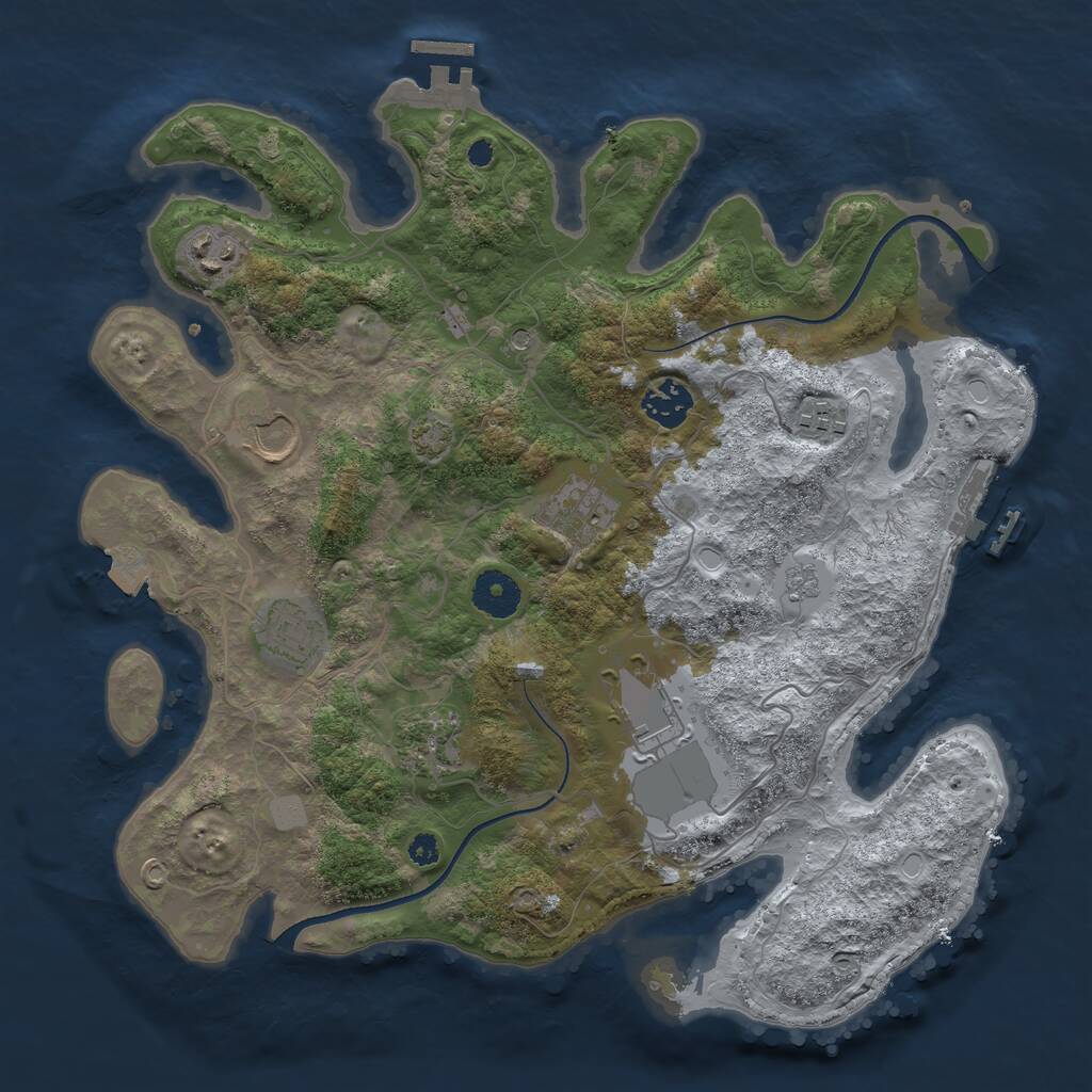 Rust Map: Procedural Map, Size: 3500, Seed: 781556, 14 Monuments