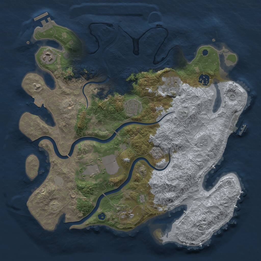 Rust Map: Procedural Map, Size: 3500, Seed: 781556, 13 Monuments