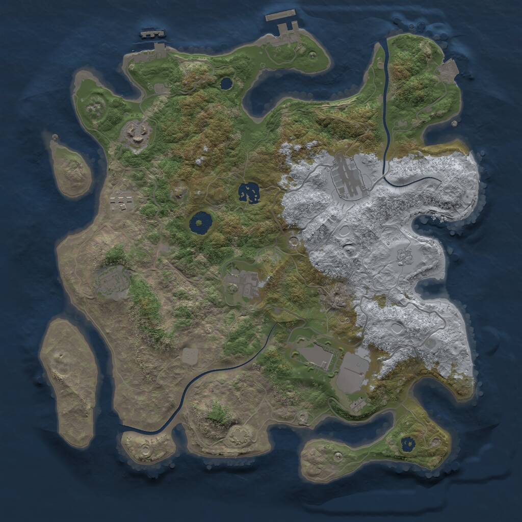 Rust Map: Procedural Map, Size: 3500, Seed: 1077280803, 13 Monuments