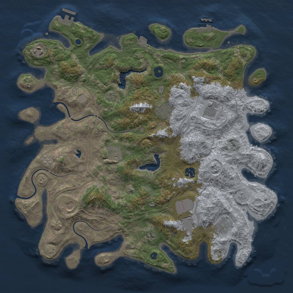 Rust Map: Procedural Map, Size: 4250, Seed: 126489607, 16 Monuments