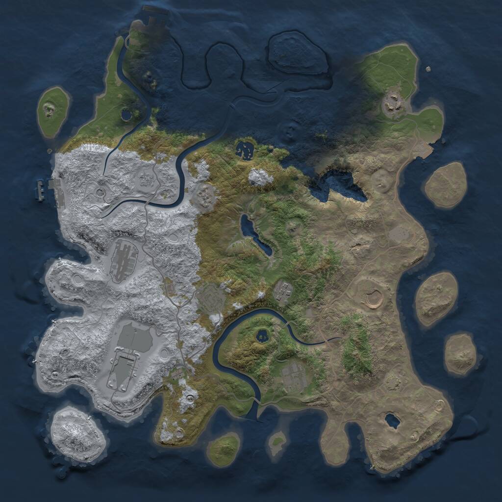 Rust Map: Procedural Map, Size: 4000, Seed: 640251436, 14 Monuments