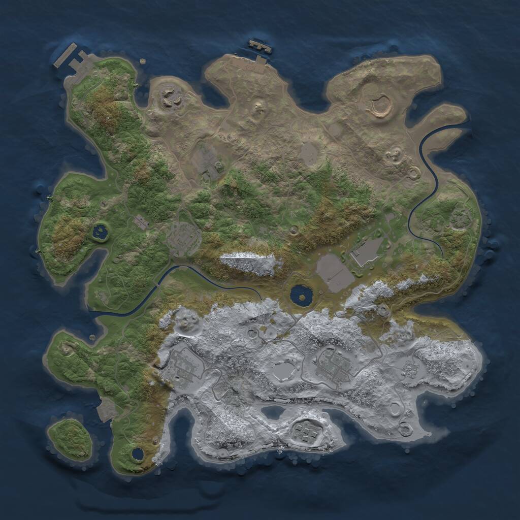Rust Map: Procedural Map, Size: 3500, Seed: 428775456, 14 Monuments