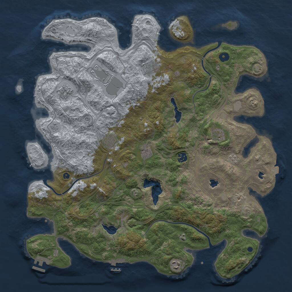 Rust Map: Procedural Map, Size: 4500, Seed: 660553441, 15 Monuments