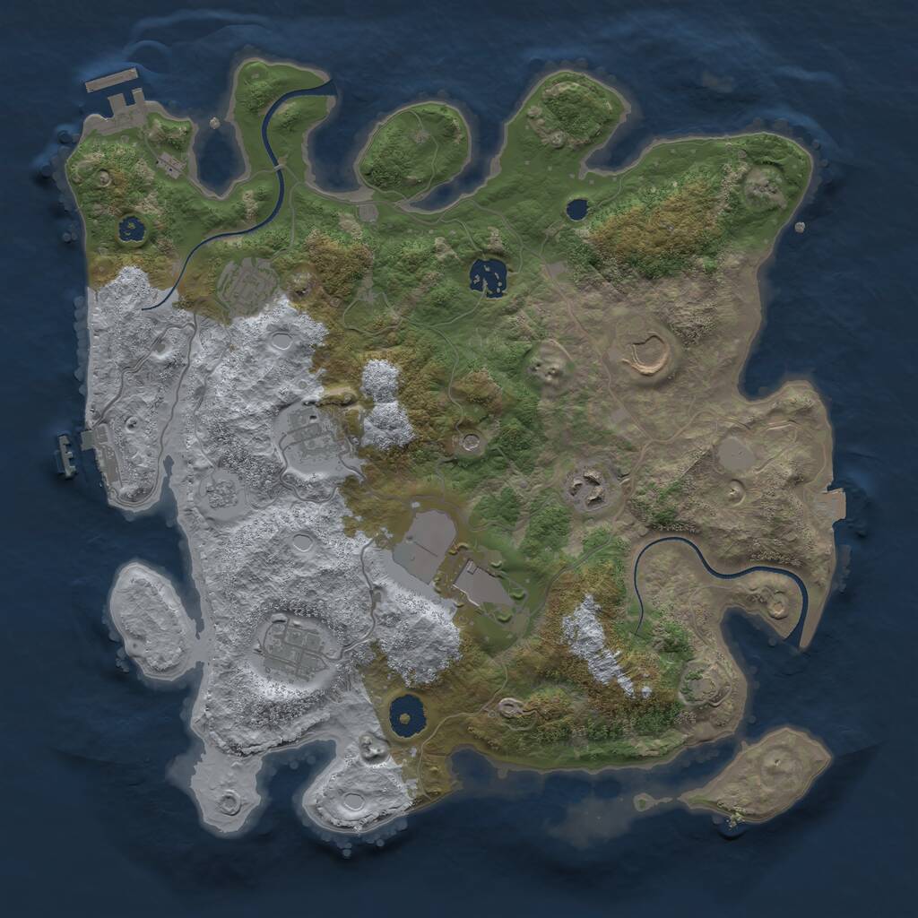 Rust Map: Procedural Map, Size: 3500, Seed: 1792264263, 13 Monuments