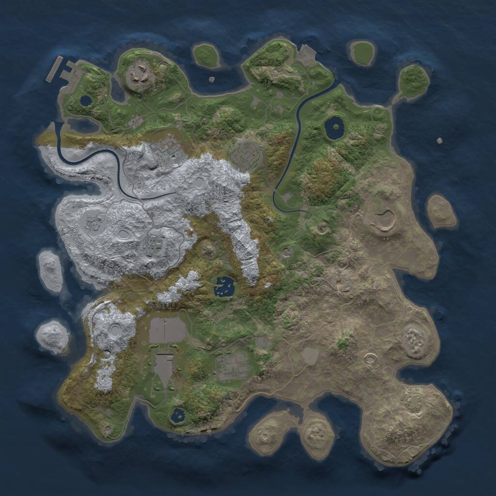 Rust Map: Procedural Map, Size: 3500, Seed: 1902608901, 13 Monuments
