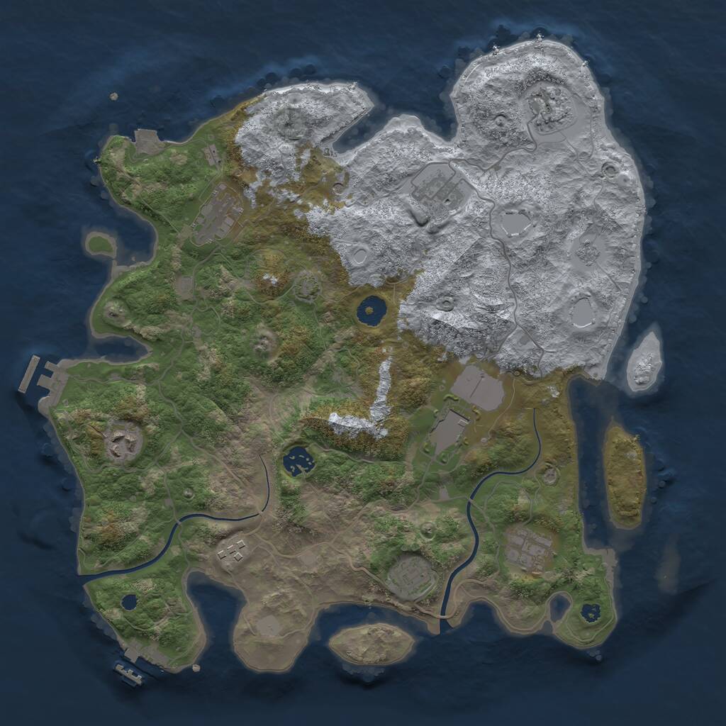 Rust Map: Procedural Map, Size: 3750, Seed: 1857266410, 15 Monuments