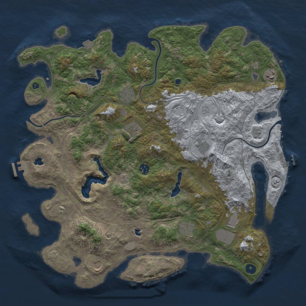 Rust Map: Procedural Map, Size: 4500, Seed: 465461144, 15 Monuments