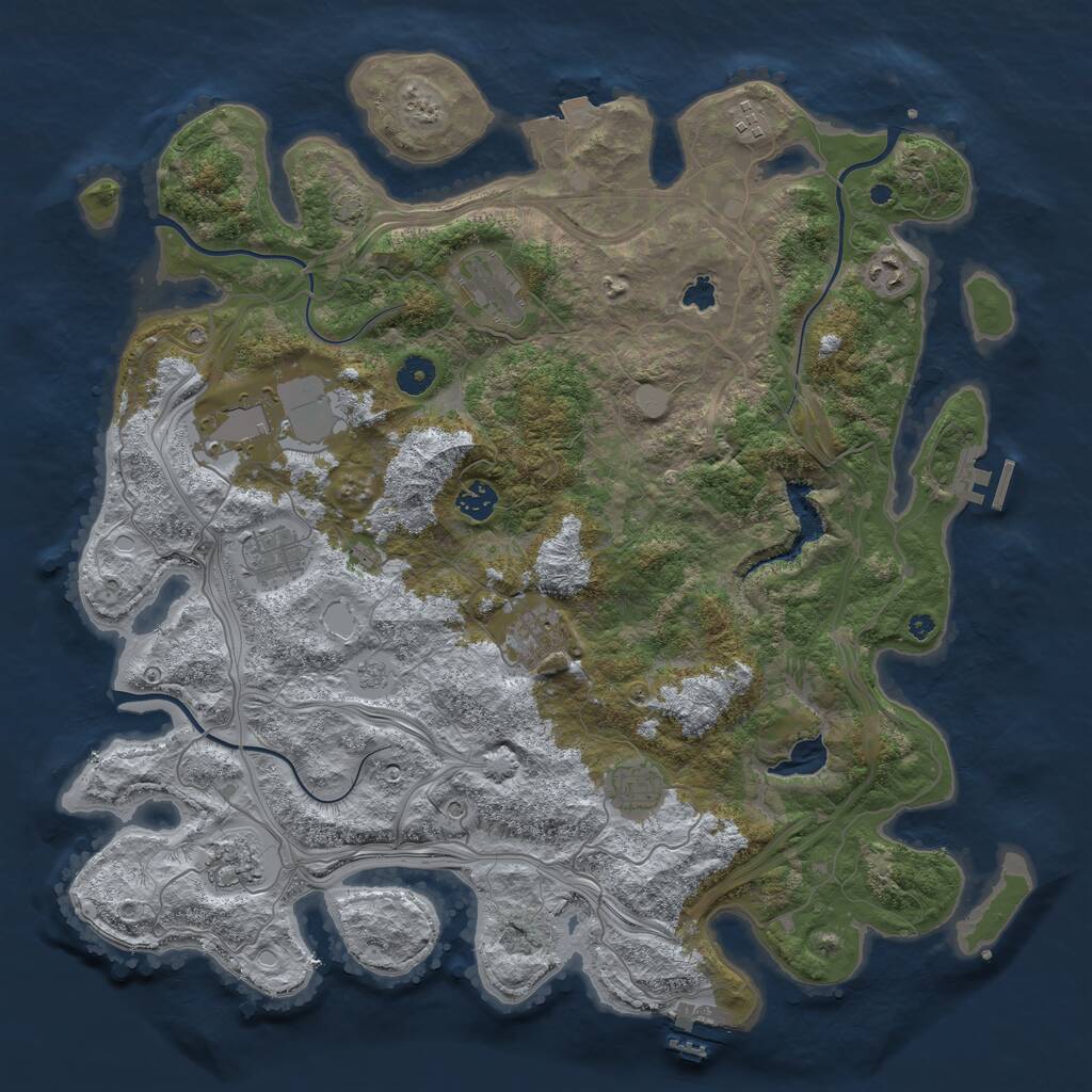 Rust Map: Procedural Map, Size: 4300, Seed: 43156281, 15 Monuments