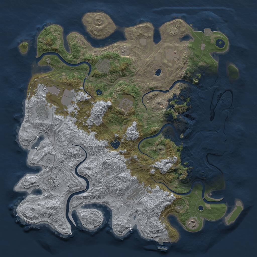 Rust Map: Procedural Map, Size: 4300, Seed: 43156281, 16 Monuments