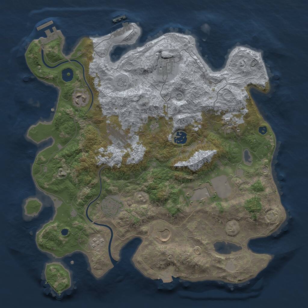 Rust Map: Procedural Map, Size: 3600, Seed: 3267457, 15 Monuments