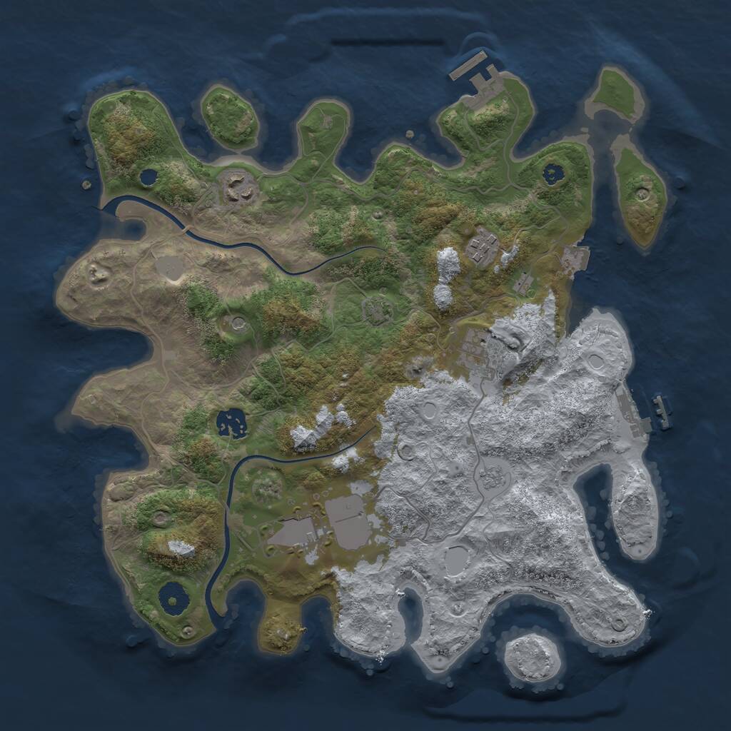Rust Map: Procedural Map, Size: 3500, Seed: 168424902, 11 Monuments