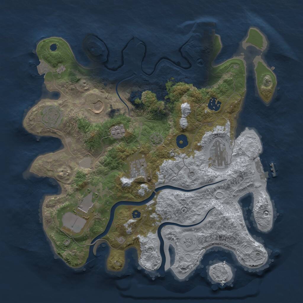 Rust Map: Procedural Map, Size: 3500, Seed: 168424902, 13 Monuments