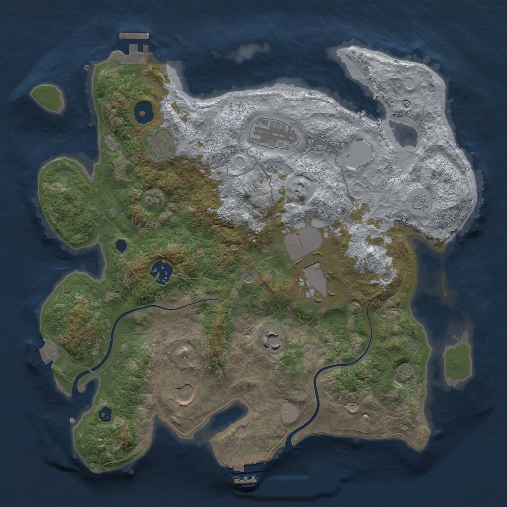 Rust Map: Procedural Map, Size: 3500, Seed: 842805733, 12 Monuments