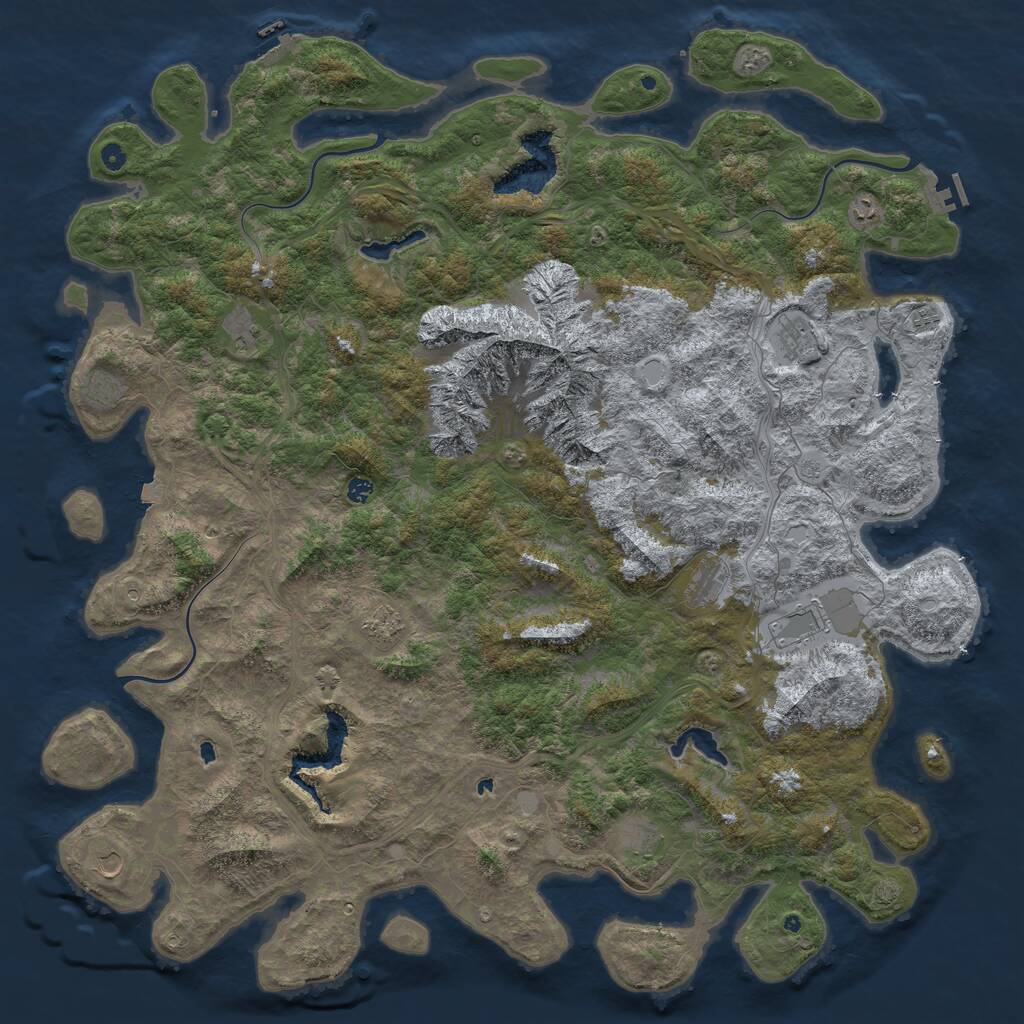 Rust Map: Procedural Map, Size: 6000, Seed: 765415169, 17 Monuments