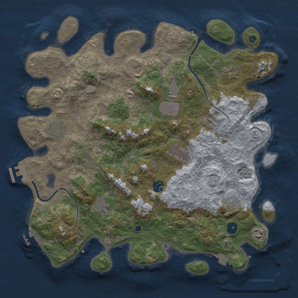 Rust Map: Procedural Map, Size: 3999, Seed: 334523349, 16 Monuments