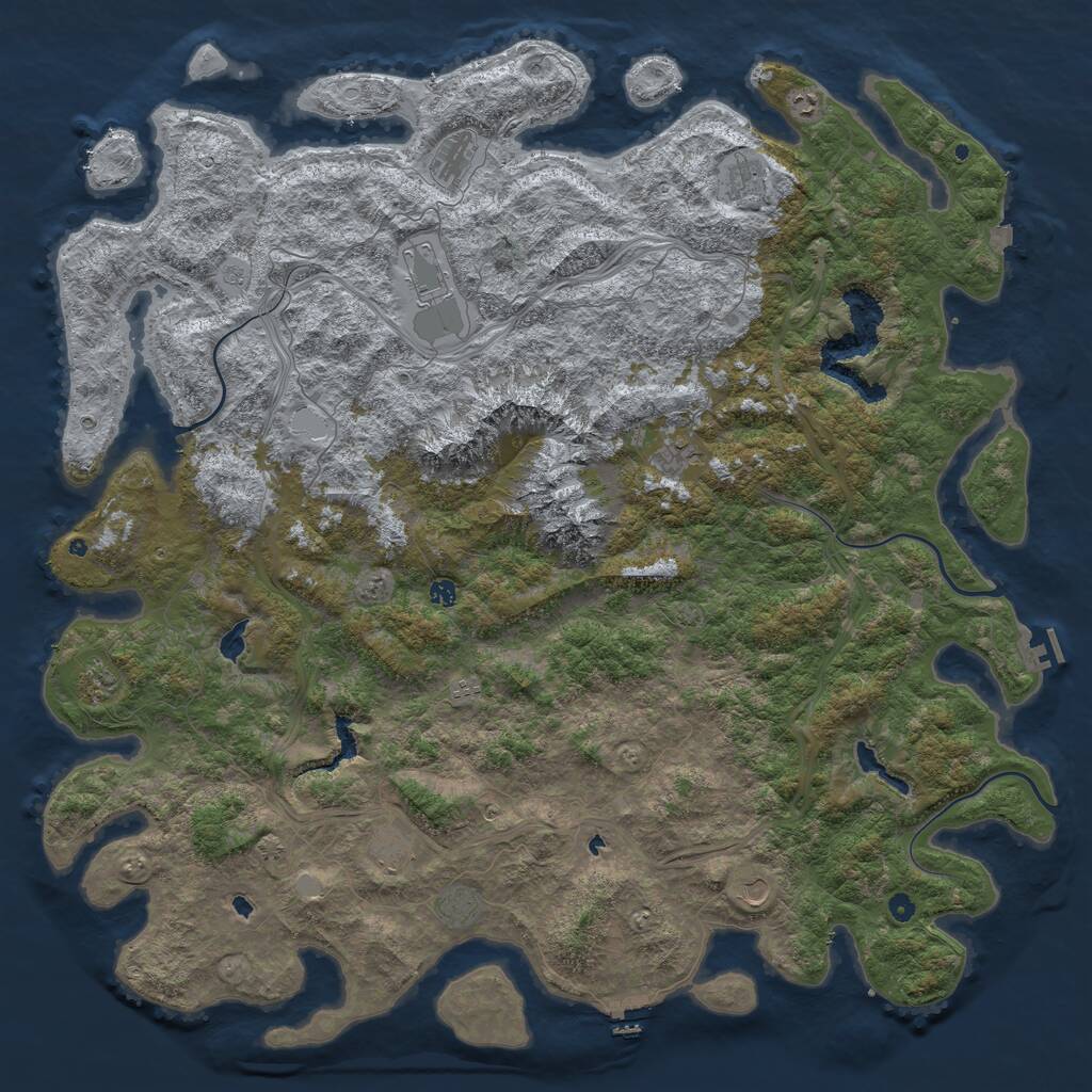 Rust Map: Procedural Map, Size: 6000, Seed: 945516836, 17 Monuments