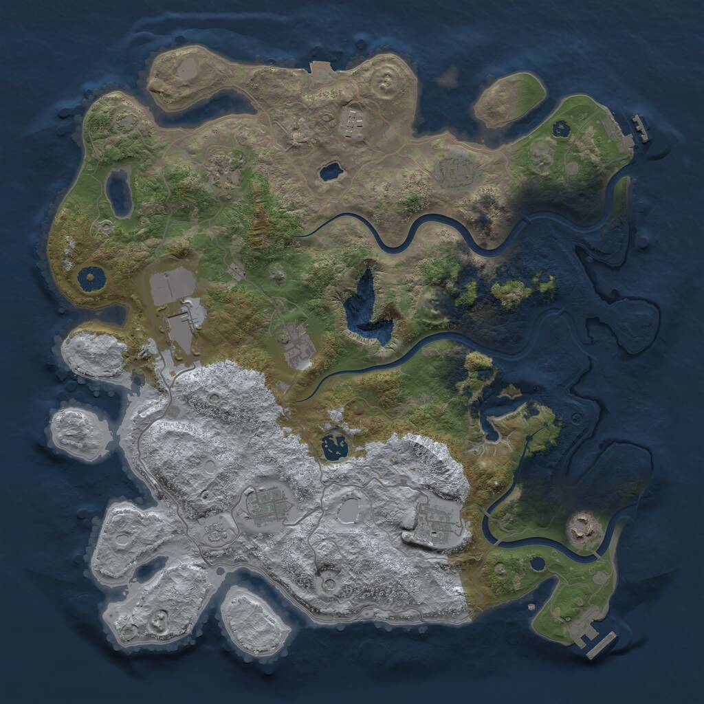 Rust Map: Procedural Map, Size: 4000, Seed: 9876543, 15 Monuments