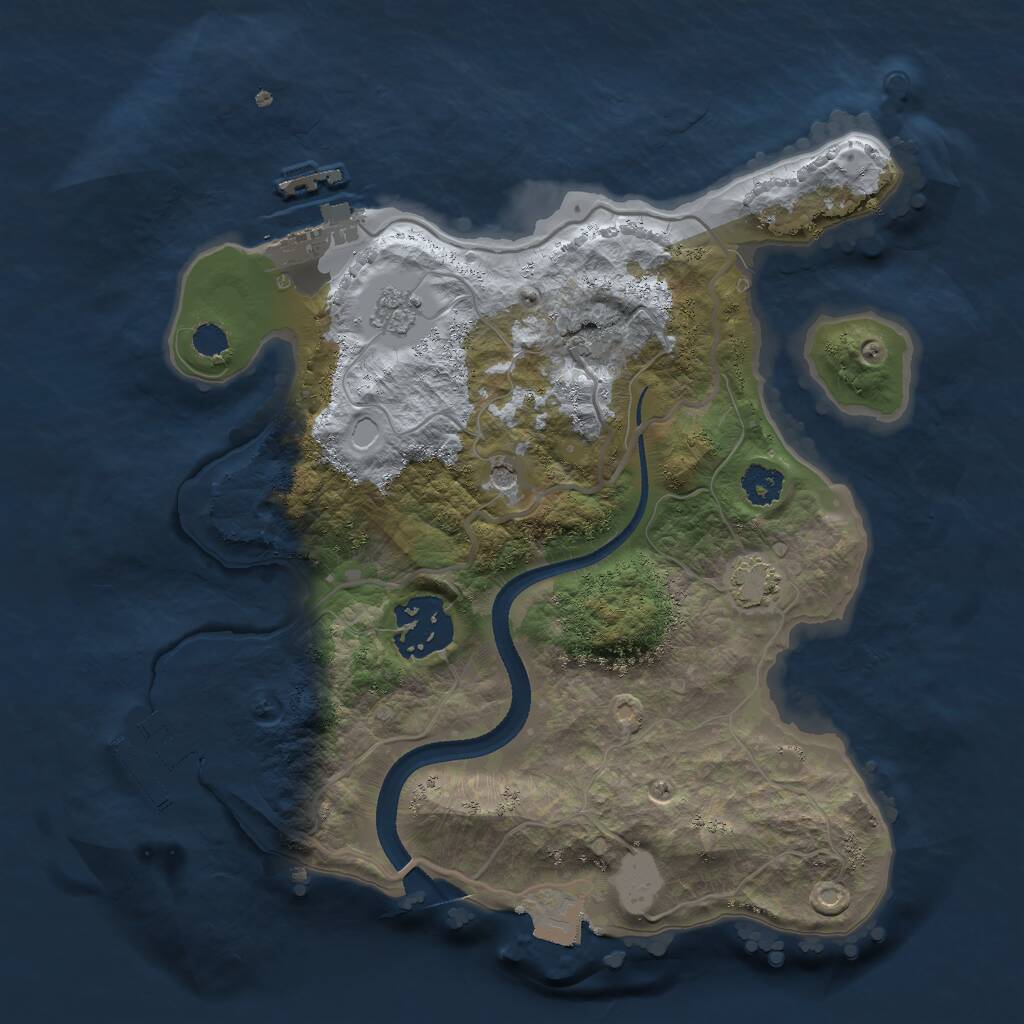 Rust Map: Procedural Map, Size: 2500, Seed: 901225943, 7 Monuments